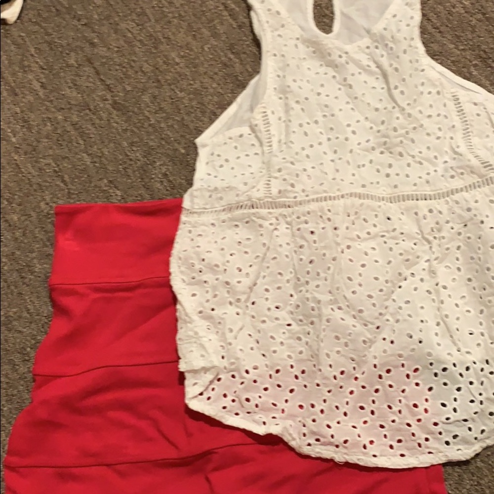 Zara tank and aritzia skirt